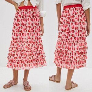 Eva Franco Strawberry Fields Tiered Midi Skirt